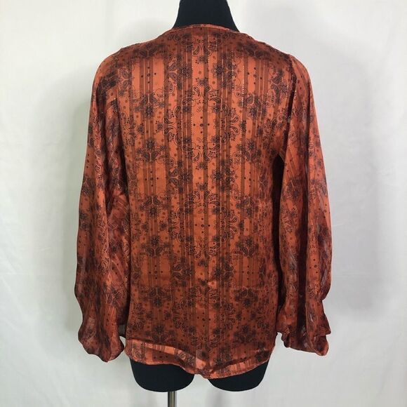 Vici Burnt Orange Loose Fit Peasant Sleeve Blouse - Women’s S - Picture 5 of 8